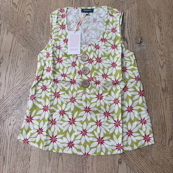 ModCloth Love of Buttons Sleeveless Top in Green Floral XXS NWT - Picture 2 of 9